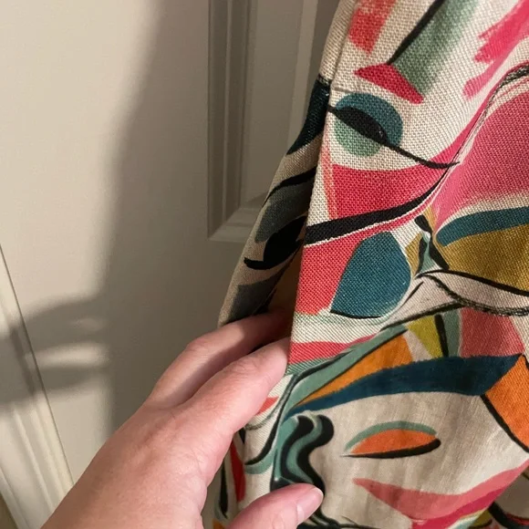 Lafayette 148 New York Pammie Abstract Linen Wrap Dress Size 12 - Picture 7 of 12